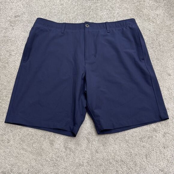 Under Armour Golf Performance Chino Shorts Mens 40 Navy Blue Flat Front Active - Picture 1 of 11